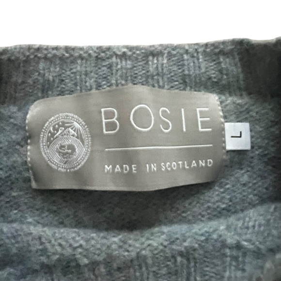 Bosie Pure New Wool Stripe Jumper Luxury Scottish Knitwear Size M Blue Grey - Picture 4 of 6